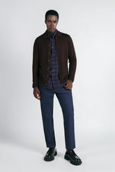 CARDIGAN CON COLLO POLO MORO